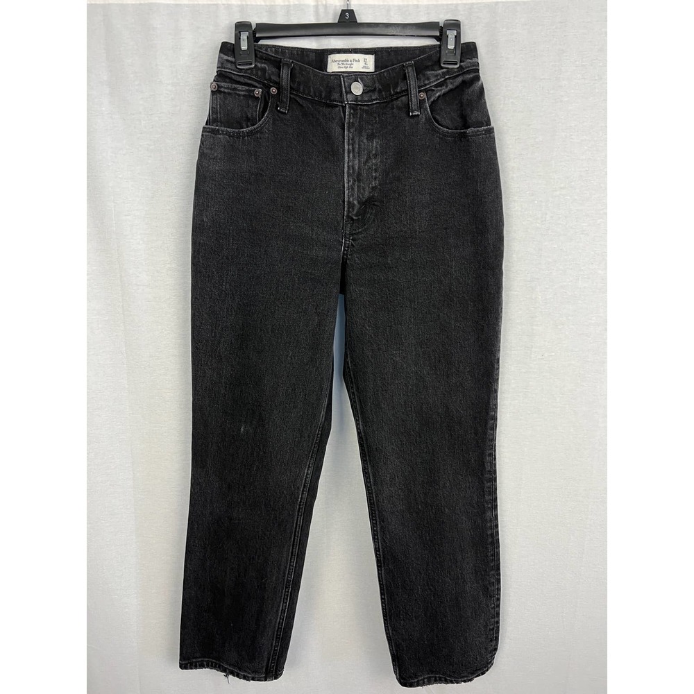 Abercrombie and Fitch Curve Love The 90s Straight Ultra High Rise Black Jeans